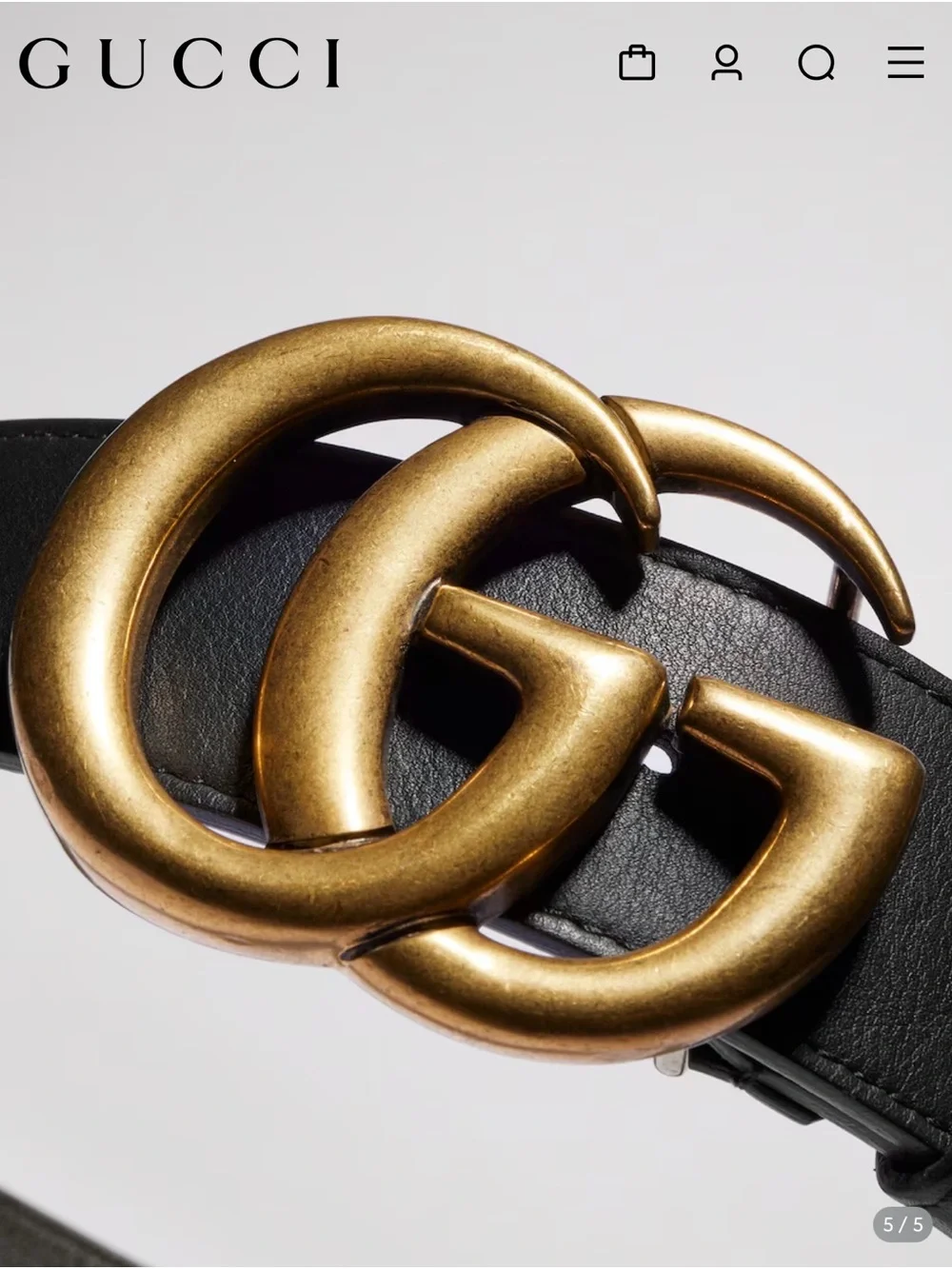 Gucci Black Leather Belt with Gold Interlocking GG Buckle